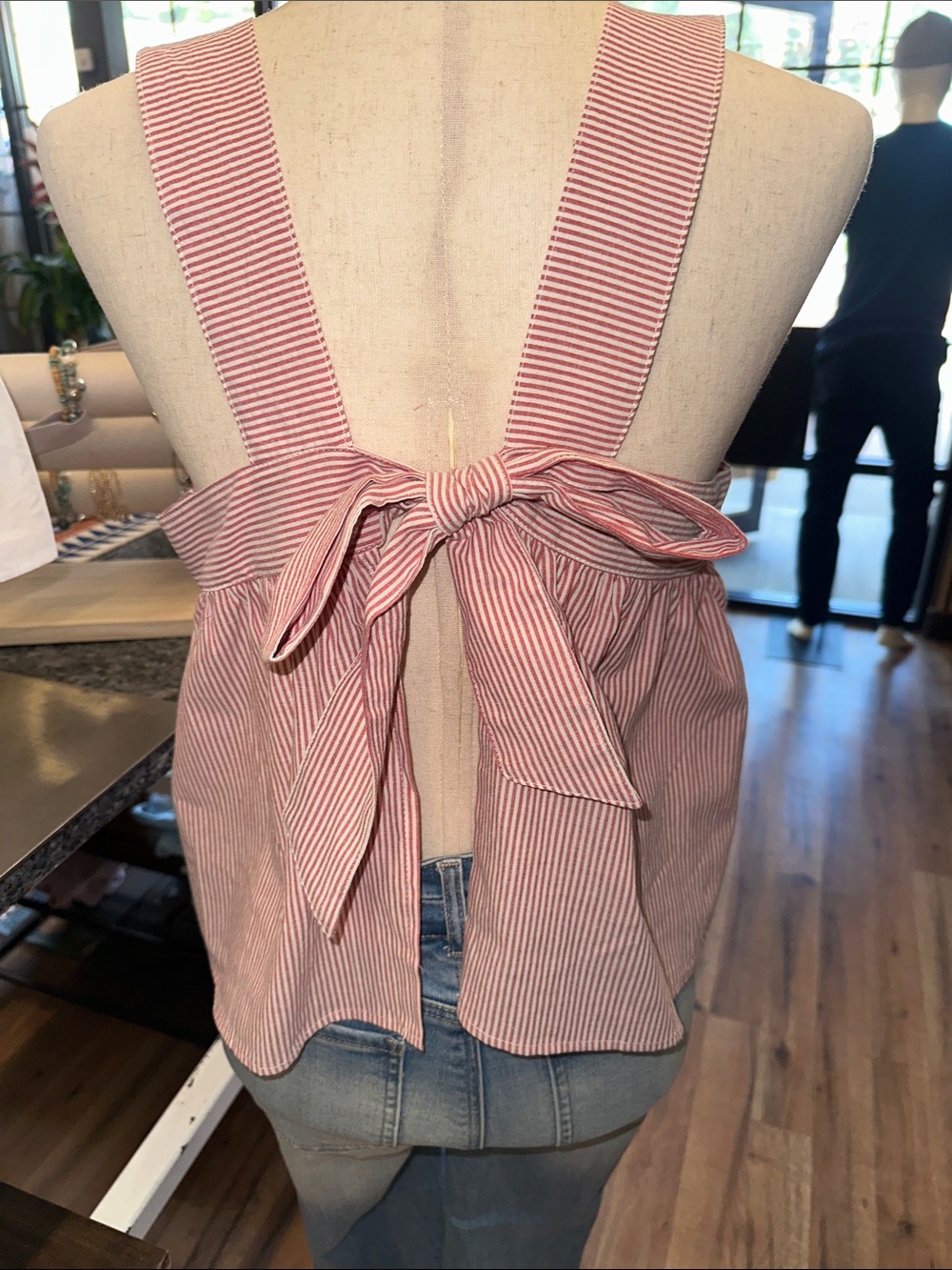 Red and White Striped Open Back Tank